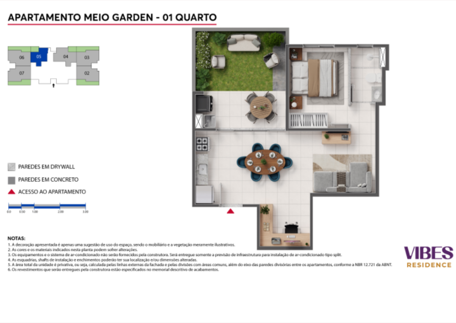 Apartamento Meio Garden - 01 Quarto