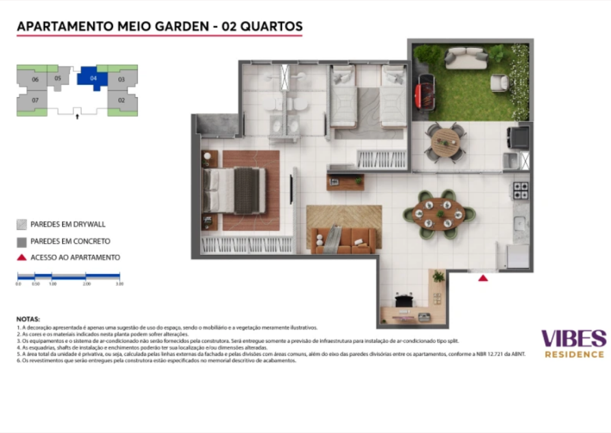 Apartamento Meio Garden - 02 Quarto
