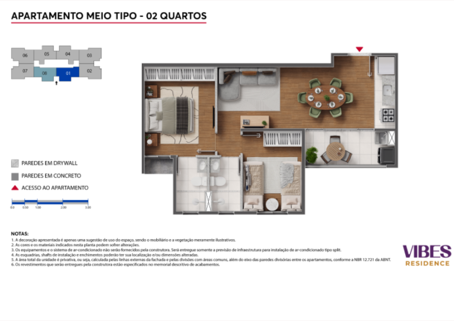 Apartamento Meio Tipo - 02 Quartos