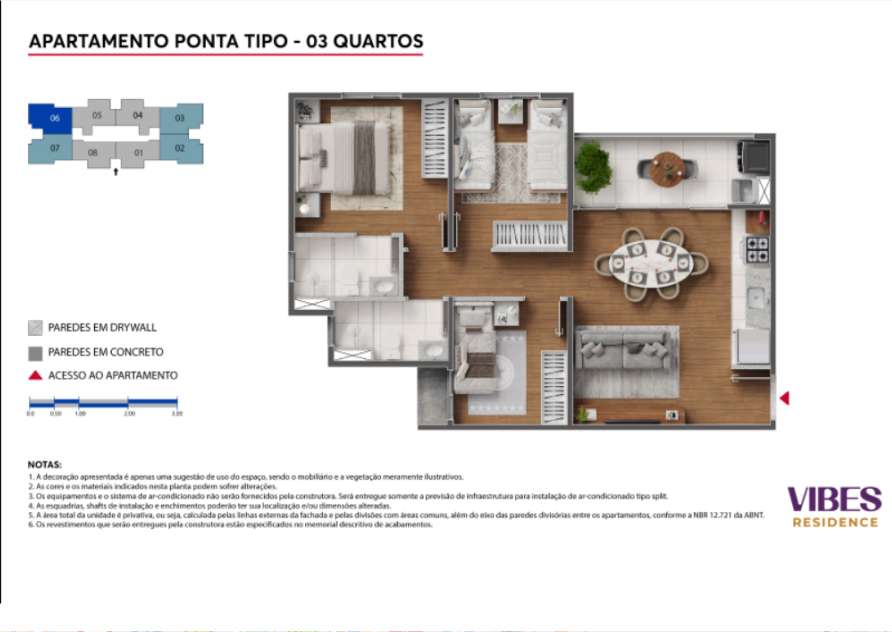 Apartamento Ponta Tipo - 03 Quartos